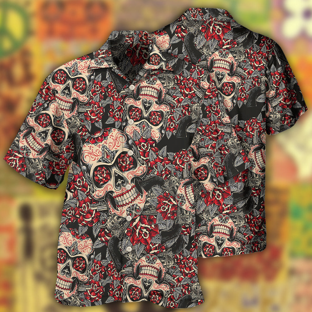 Floral Sugar Skull Art Design – Hawaiian Shirt