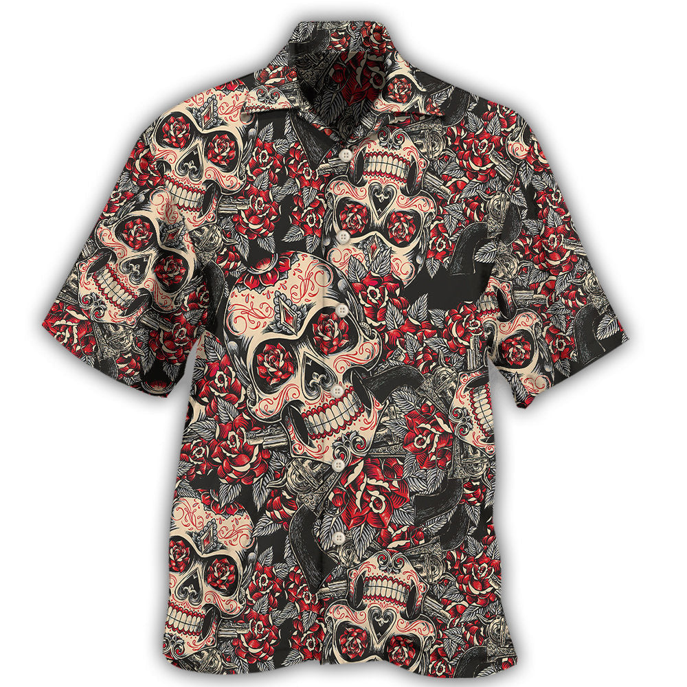 Floral Sugar Skull Art Design – Hawaiian Shirt