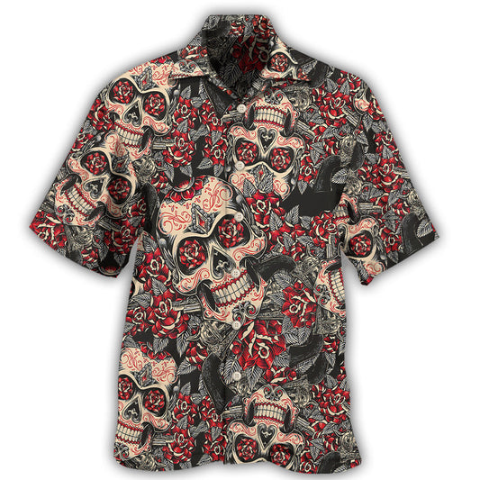 Floral Sugar Skull Art Design – Hawaiian Shirt