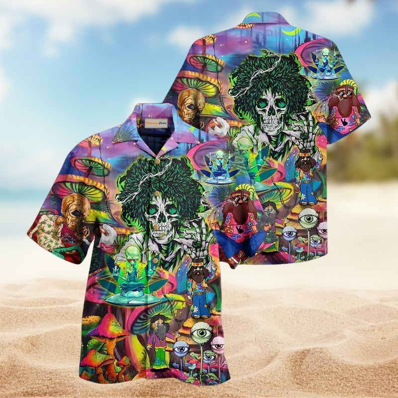 Hippie Skull Alien Mix Color Limited Edition – Hawaiian Shirt