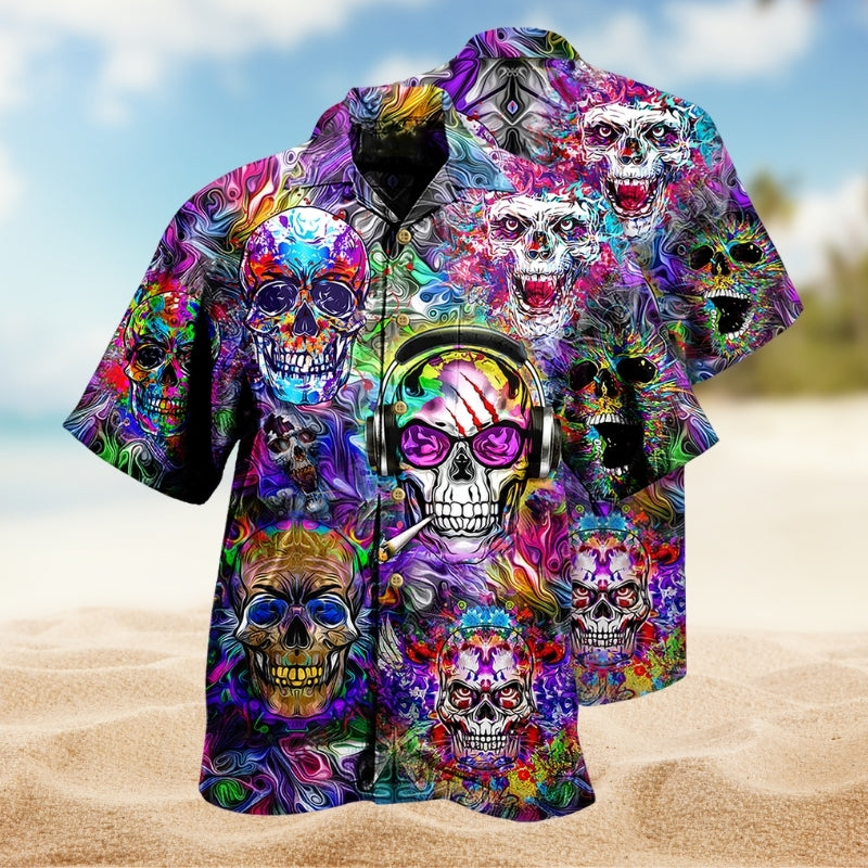 Hippie Skull Color Flowers Limited Edition – Hawaiian Shirt