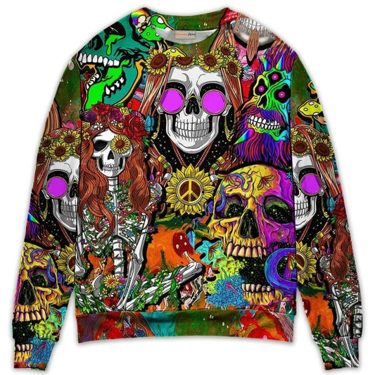 Hippie Skull Colorful Cool Art – Sweater - Ugly Christmas Sweater