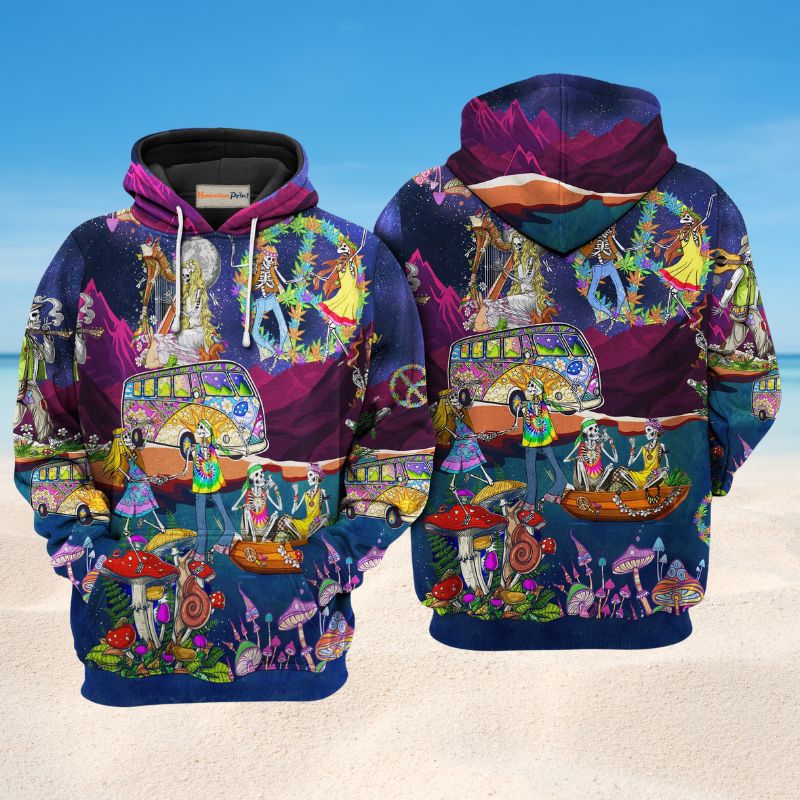 Hippie Skull Couple Art – 3D Hoodie