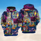 Hippie Skull Couple Art – 3D Hoodie