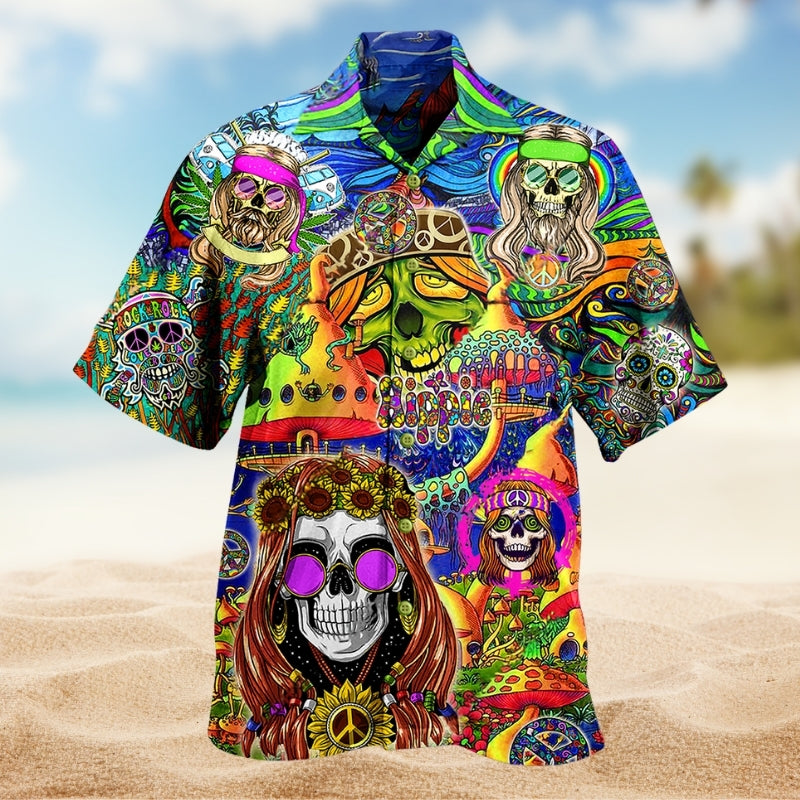 Hippie Skull Peace Life Color Limited Edition 5 – Hawaiian Shirt