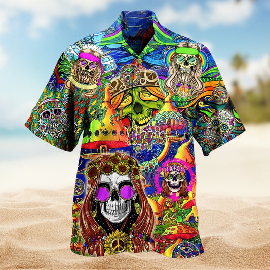 Hippie Skull Peace Life Color Limited Edition 5 – Hawaiian Shirt