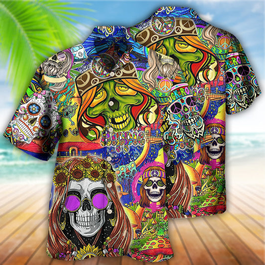 Hippie Skull Rock Spirit Vintage Style - Hawaiian Shirt
