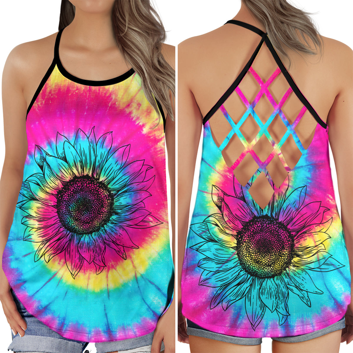 Hippie Colorful Soul Boho Peace Vibes Aesthetic Style - Hollow Tank Top