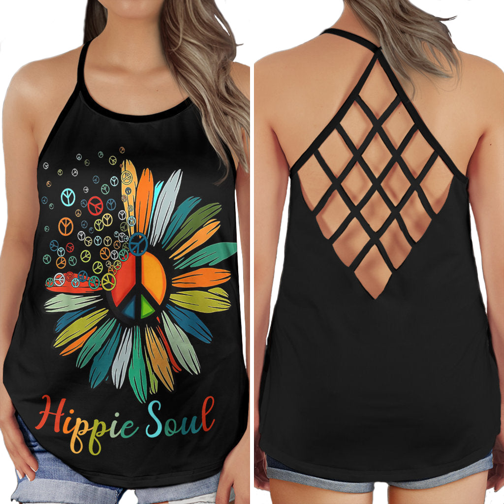 Hippie Sunflower Black Collection – Hollow Tank Top