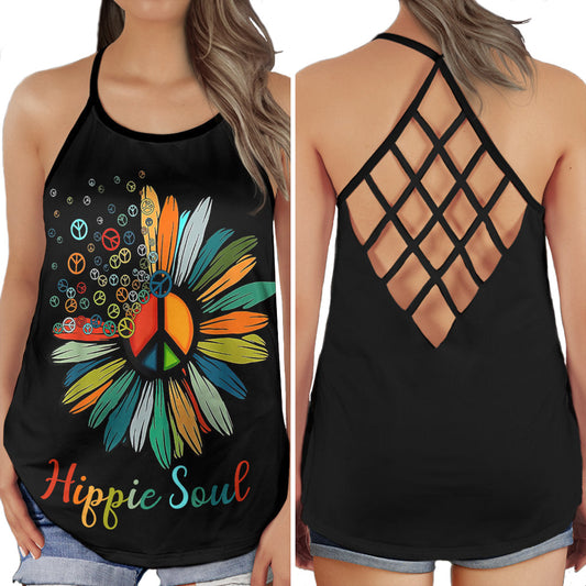 Hippie Sunflower Black Collection – Hollow Tank Top