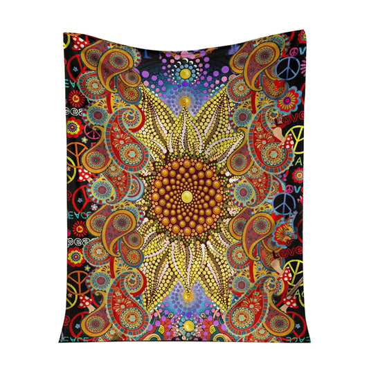Hippie Soul Floral Beautiful 50 x 60 Inch Flannel Blanket For Cozy Bedroom And Sofa Decor
