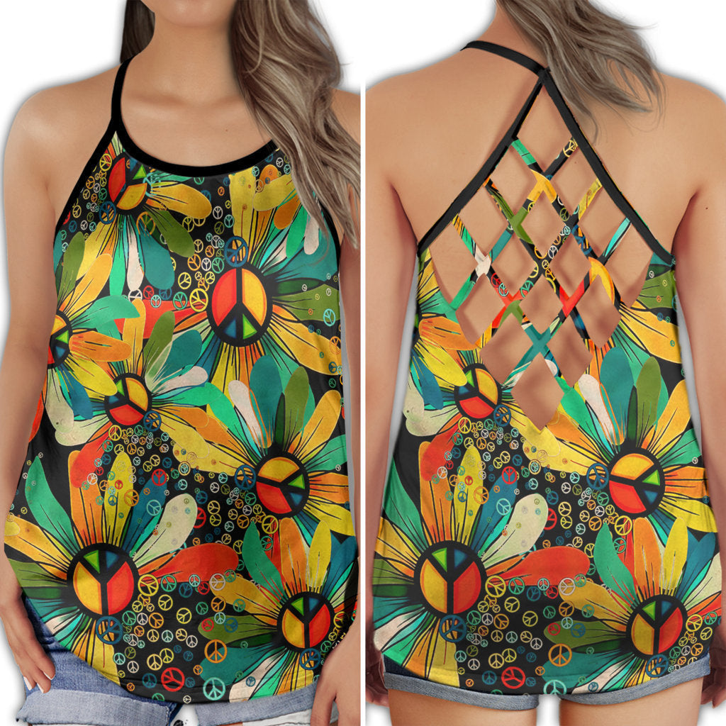 Hippie Summer Vibes Flower Leaf Boho Aesthetic Style - Hollow Tank Top