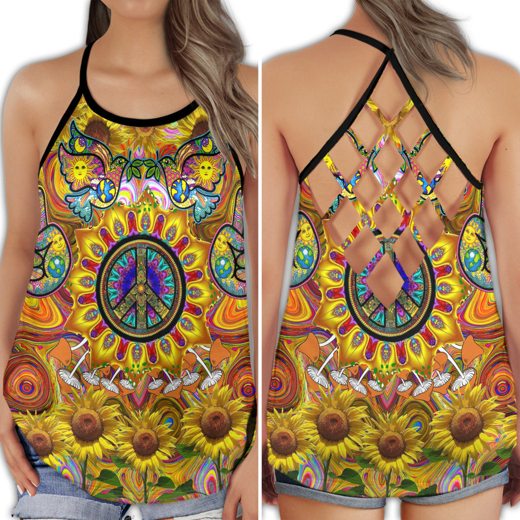 Hippie Summer Yellow Glow Vibes - Hollow Tank Top