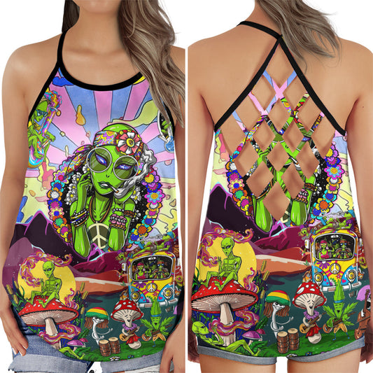 Hippie Summer Vibes Love Peace Bohemian Style Art - Hollow Tank Top