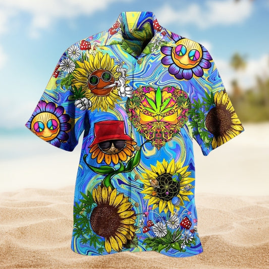 Hippie Sunflower Peace And Life Psychedelic Art Limited Edition – Hawaiian Shirt