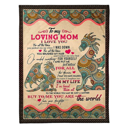 Hippie To My Mom Dragon In My Life 50 x 60 Inch Flannel Blanket For Cozy Bedroom And Sofa Decor