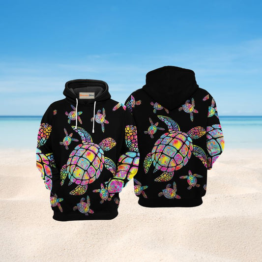 Hippie Turtle Love Ocean Art – 3D Hoodie
