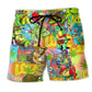 Hippie Turtle Peace Colorful Art – Beach Short