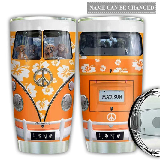 Hippie Van Orange Hibiscus Personalized 20 Oz Tumbler For Coffee Travel And Daily Use