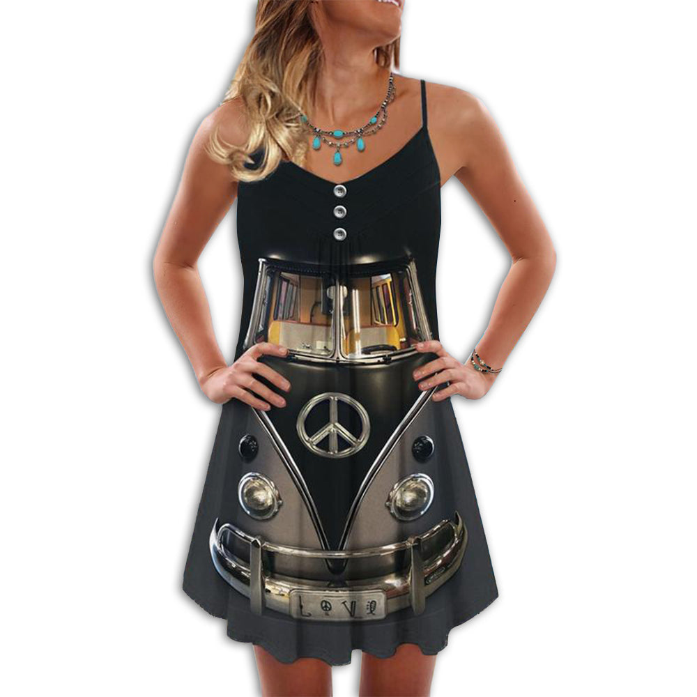 Retro Hippie Van Cool – Women's Summer Sleeveless V-Neck Camisole Dress