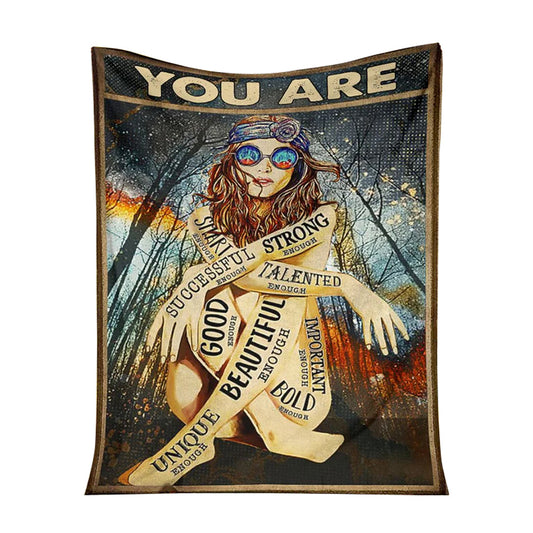 Hippie You Are Enough 50 x 60 Inch Flannel Blanket For Cozy Bedroom And Sofa Decor
