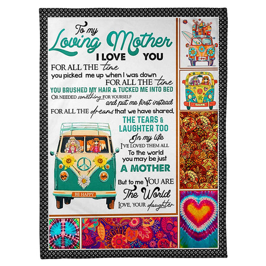 Hippie Beloved Mother Message 50 x 60 Inch Flannel Blanket For Cozy Bedroom And Sofa Decor