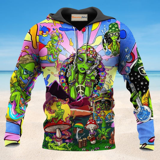 Hippie Alien Peace Colorful Style - 3D Hoodie