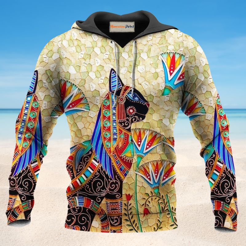 Hippie Egyptian Cat Art - 3D Hoodie