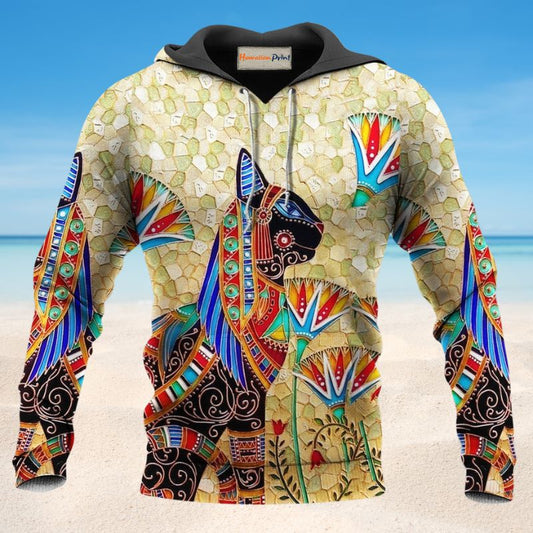 Hippie Egyptian Cat Art - 3D Hoodie