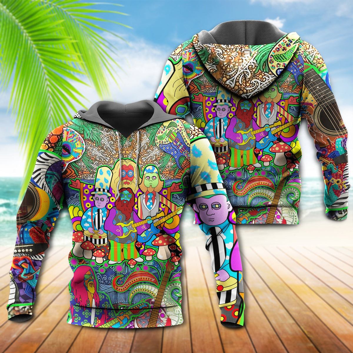 Hippie Electric Guitar Peace Style - 3D Hoodie3