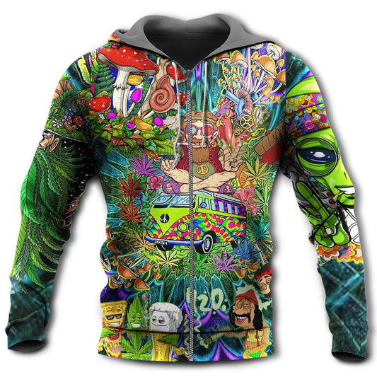 Hippie Mushroom Alien Bus Colorful - 3D Hoodie