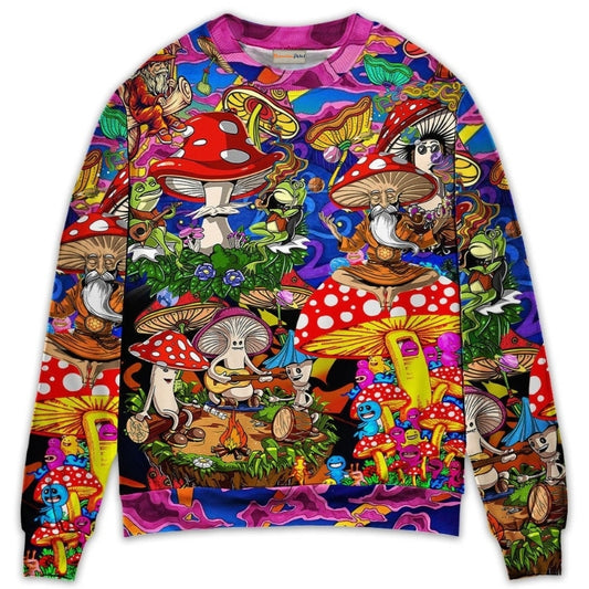 Hippie Mushroom Happy Together Art – Sweater - Ugly Christmas Sweater