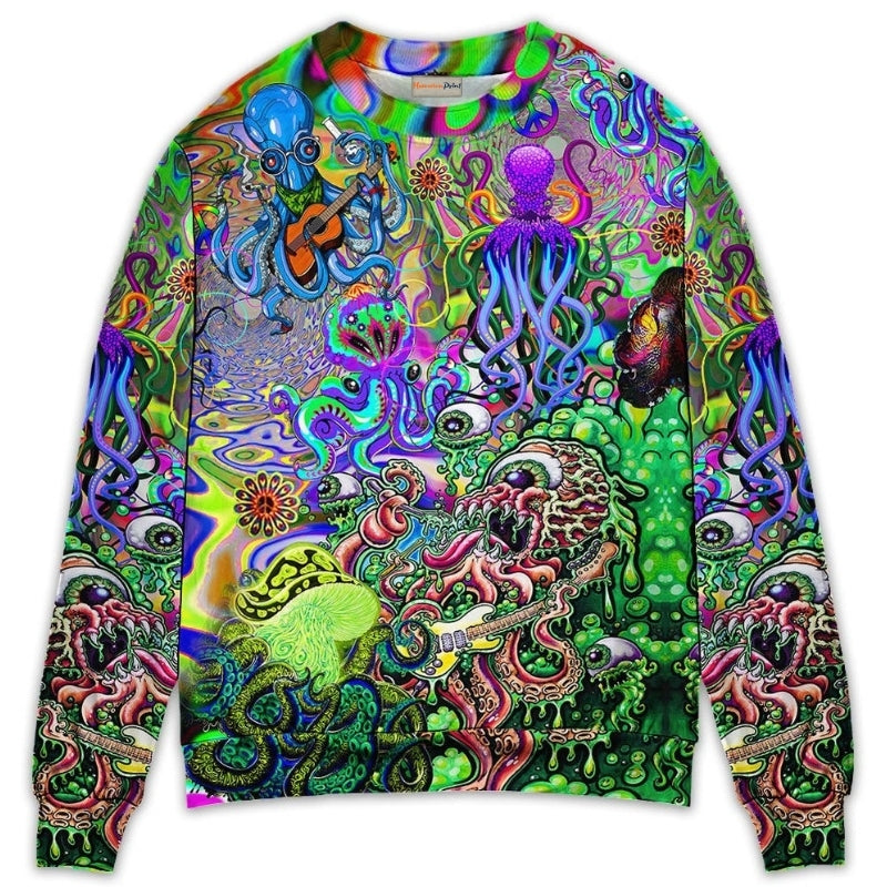 Hippie Octopus Love Music Ocean Art – Sweater - Ugly Christmas Sweater