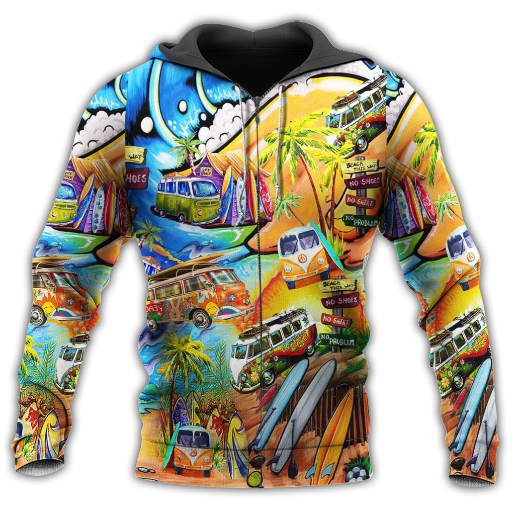 Hippie Peace Bus Painting Style - 3D Hoodie2