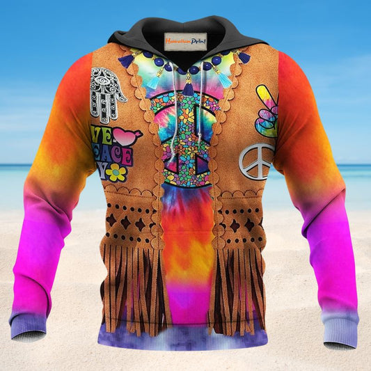 Hippie Peace Cowboy Life - 3D Hoodie