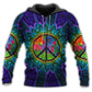 Hippie Peace Green Colorful - 3D Hoodie