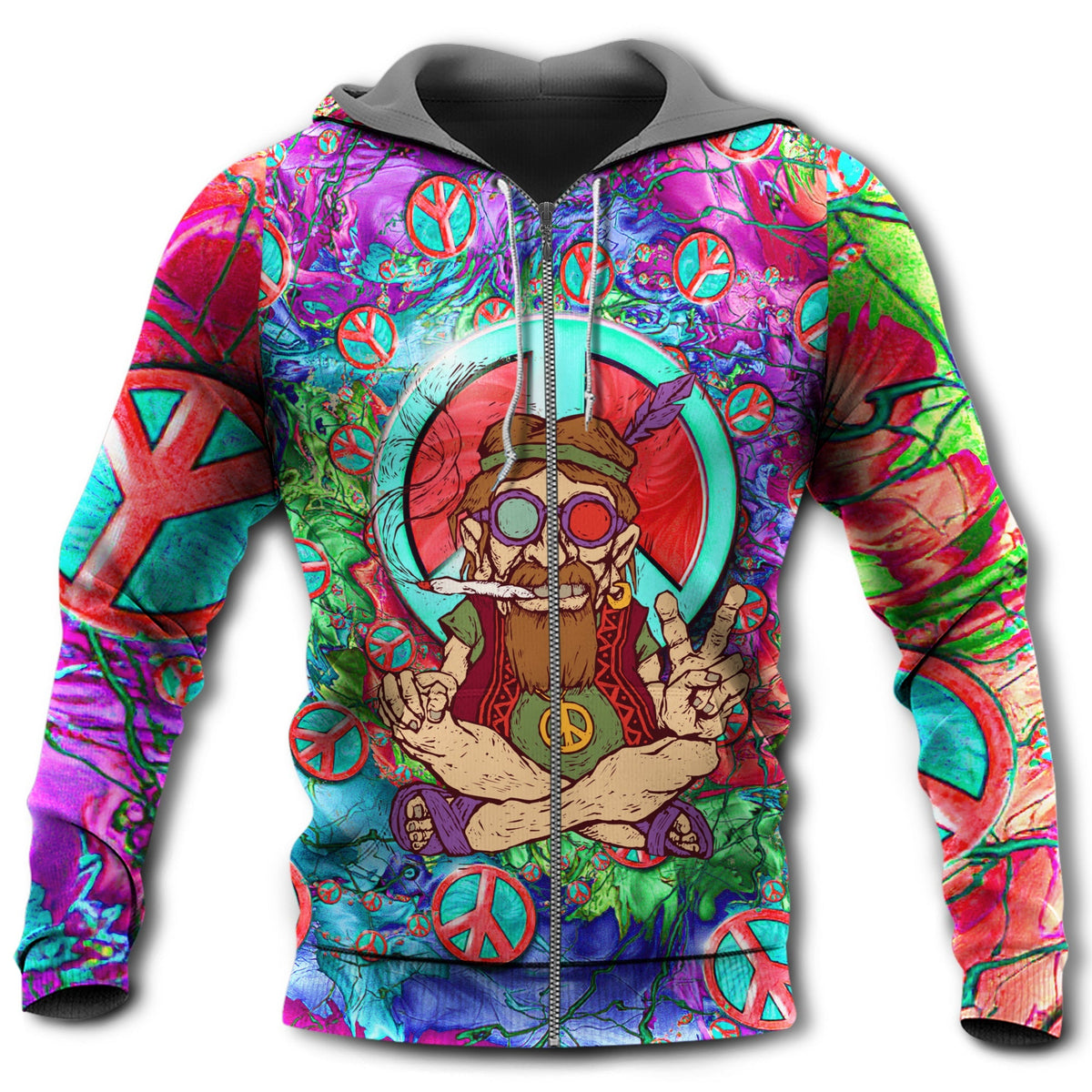 Hippie Peace Life Colorful - 3D Hoodie2