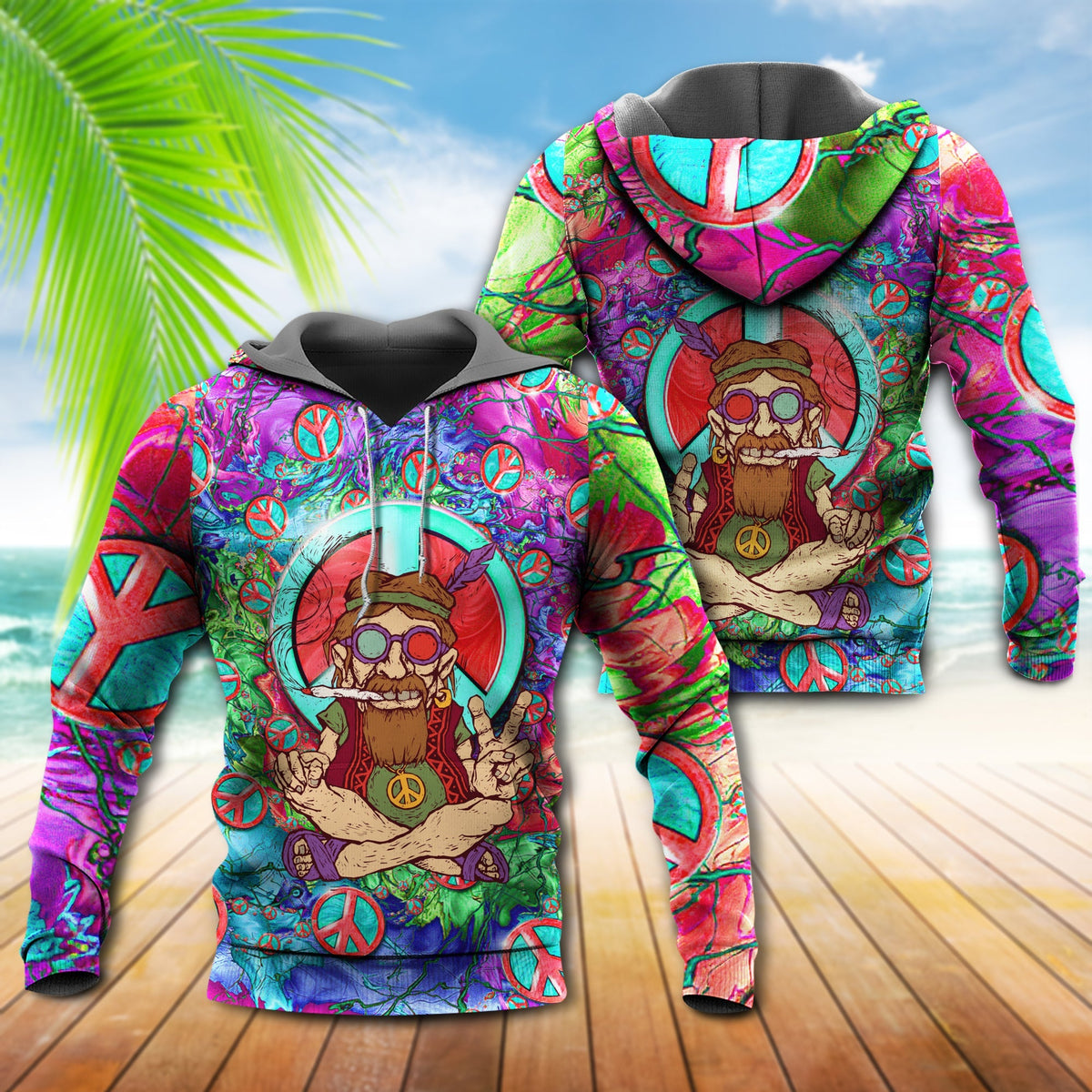 Hippie Peace Life Colorful - 3D Hoodie3
