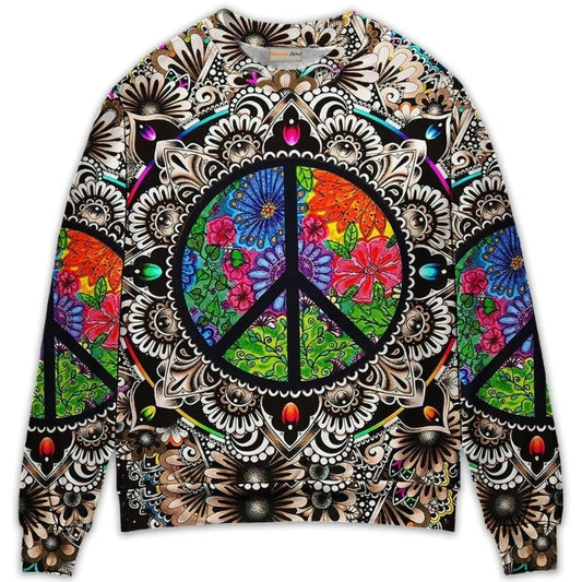 Hippie Peace Sign Galaxy Art – Sweater - Ugly Christmas Sweater