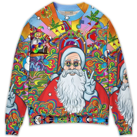 Hippie Santa Colorful Art Style – Sweater - Ugly Christmas Sweater