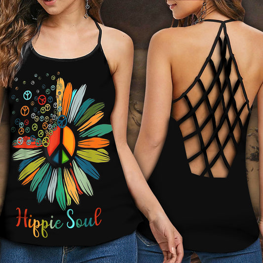 Hippie Peaceful Color Black – Hollow Tank Top