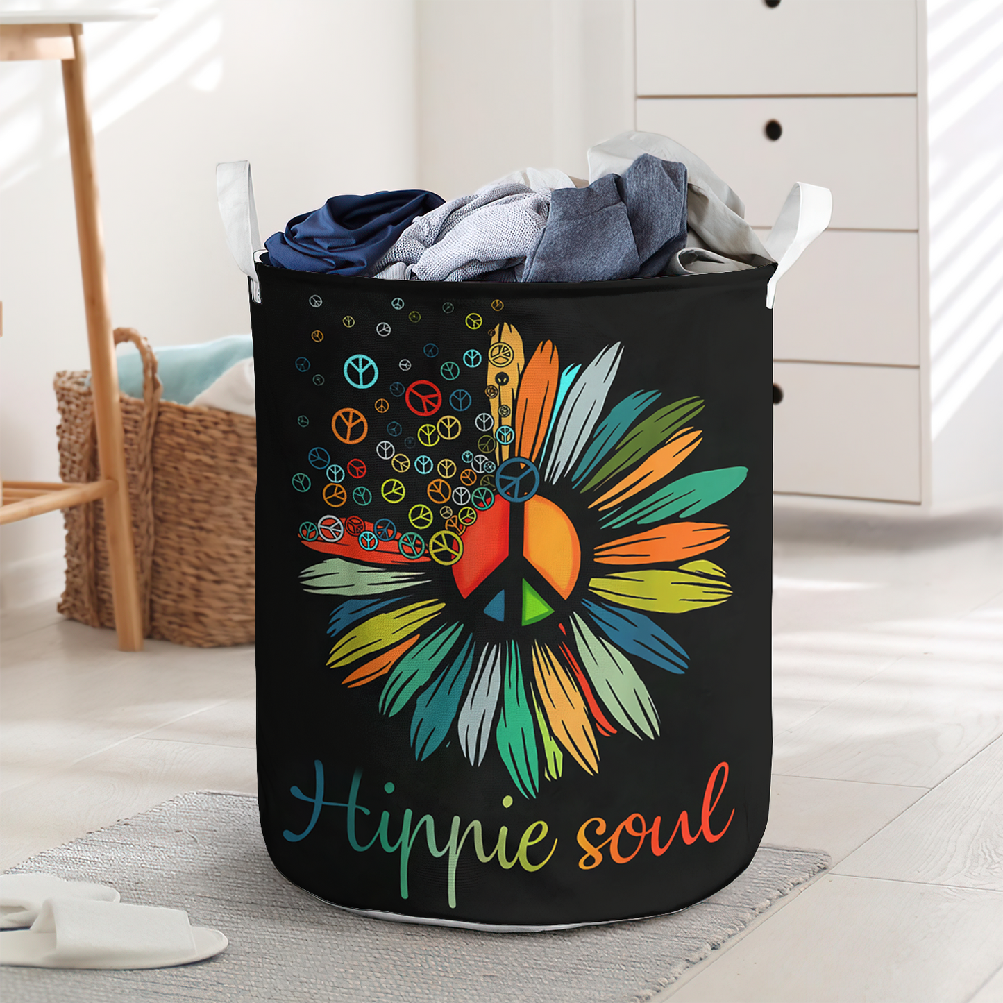 Hippie soul black background - Laundry basket - LAUB15NGC020322-Owls Matrix