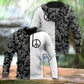 Hippie Symbol Black White Pattern - 3D Hoodie3