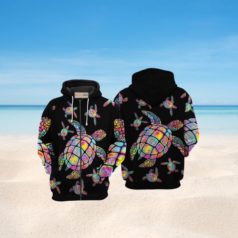Hippie Turtle Love Ocean Art – 3D Hoodie2