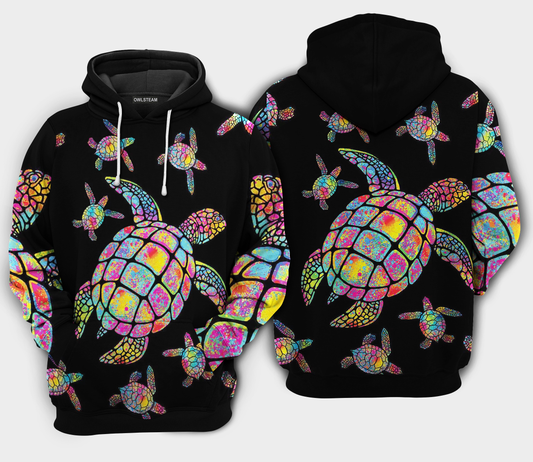 Hippie Turtle Love Ocean So Cool - Hoodie - Owls Matrix LTD