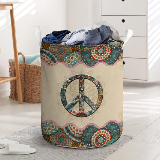 Hippie peace sign - Laundry basket - LAUB06LIN210222 - Owls Matrix LTD