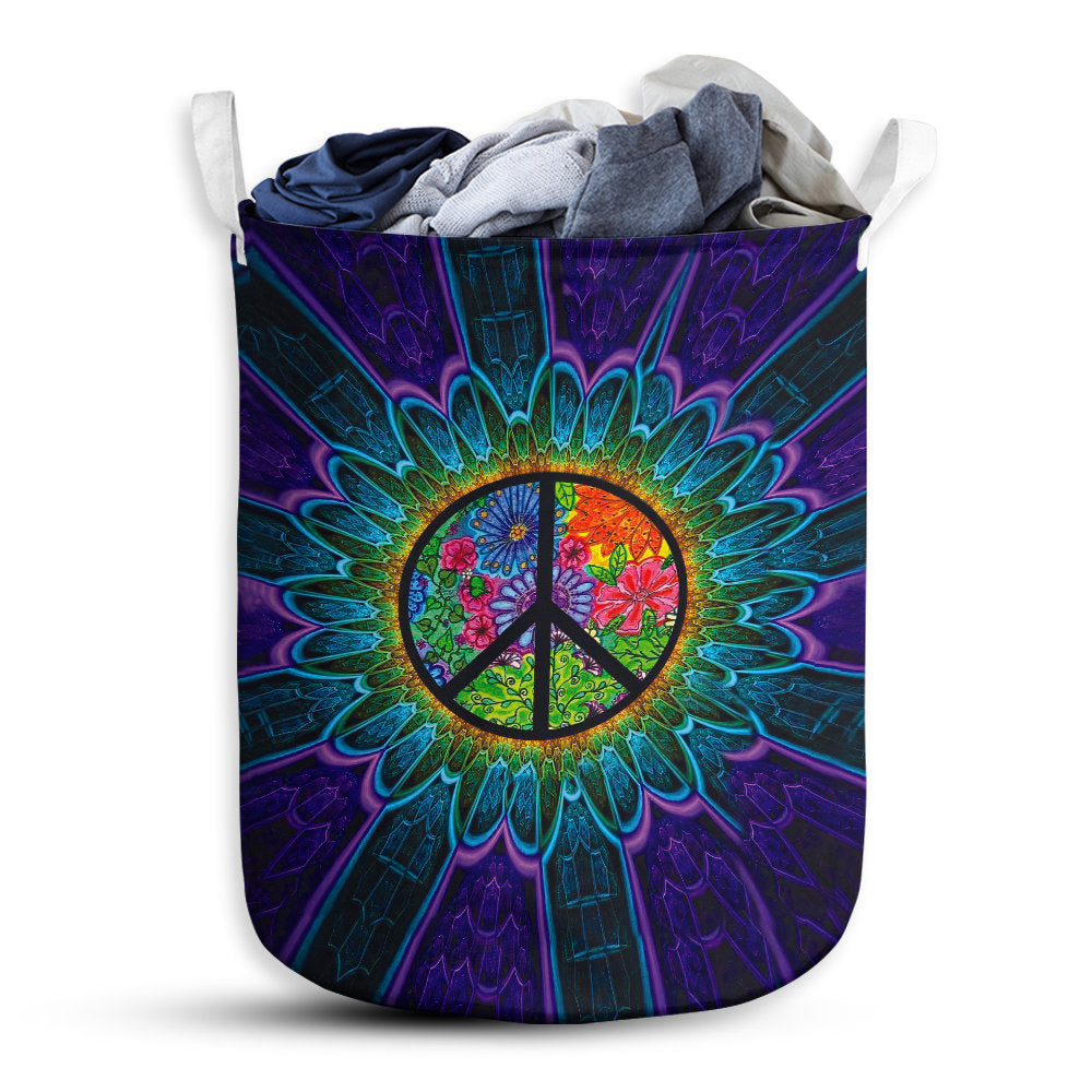 S: 17.72”x13.78” (45x35 cm) Hippie Sign Purple Basic Style - Laundry Basket - Owls Matrix LTD