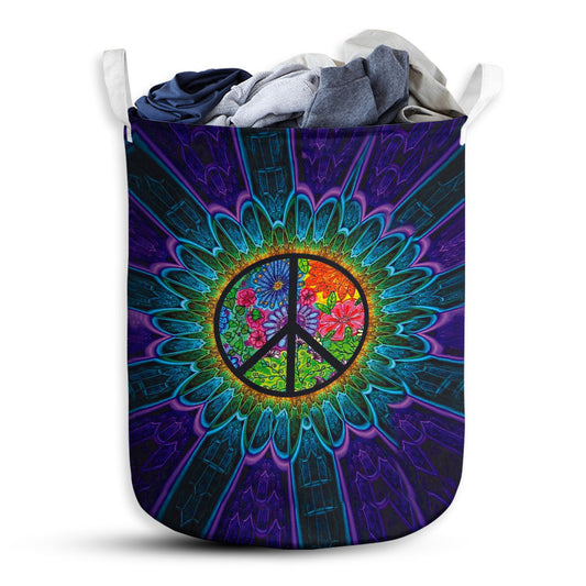 S: 17.72”x13.78” (45x35 cm) Hippie Sign Purple Basic Style - Laundry Basket - Owls Matrix LTD