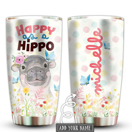 Hippo Happy As A Hippo Personalized 20 Oz Tumbler