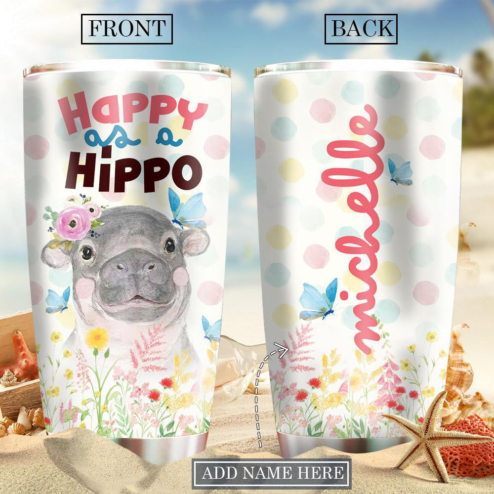Hippo Happy As A Hippo Personalized 20 Oz Tumbler